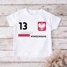 Carica l&#39;immagine nel visualizzatore di Gallery, Fußball EM 2024 Polen T-Shirt Kinder individuell - Personalisiertes Trikot für Kinder (100% Baumwolle)
