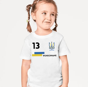 Fußball EM 2024 Ukraine T-Shirt Kinder individuell - Personalisiertes Trikot für Kinder (100% Baumwolle)