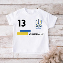 Carica l&#39;immagine nel visualizzatore di Gallery, Fußball EM 2024 Ukraine T-Shirt Kinder individuell - Personalisiertes Trikot für Kinder (100% Baumwolle)
