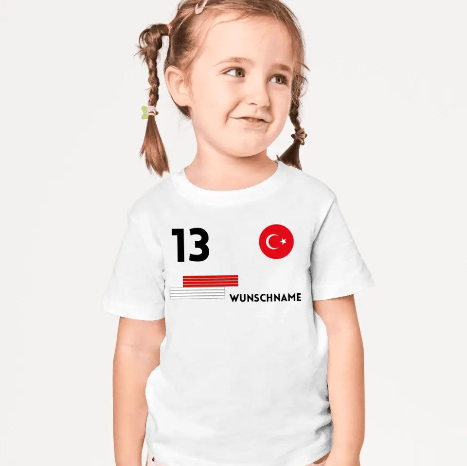 Fußball Türkei Trikot Kinder individuell - Personalisiertes T-Shirt für Kinder (100% Baumwolle)