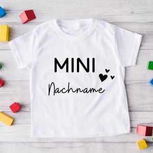 Mini-Nachname - Personalisiertes Baby-T-Shirt, 100% Bio-Baumwolle