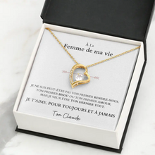 Carica l&#39;immagine nel visualizzatore di Gallery, Je t&#39;aime, pour toujours et à jamais - Collier avec pendentif coeur &amp; carte personnalisée
