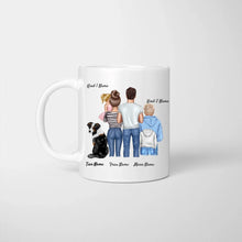 Carica l&#39;immagine nel visualizzatore di Gallery, Personalisierte Familien Tasse &quot;Wo die Liebe niemals endet&quot; (1-4 Kinder + Haustiere)
