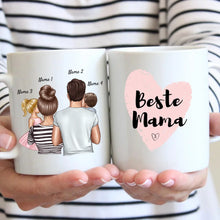 Carica l&#39;immagine nel visualizzatore di Gallery, Eltern mit Kindern - Personalisierte Tasse (1-4 Kinder), Geschenkidee Familie
