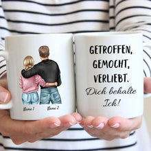 Carica l&#39;immagine nel visualizzatore di Gallery, Getroffen, gemocht, verliebt - Dich behalte ich! - Personalisierte Pärchen-Tasse, individuelles Geschenk Partner
