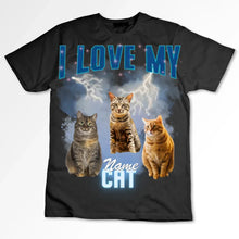 Carica l&#39;immagine nel visualizzatore di Gallery, I love my Cat Vintage 90s - Personalisiertes Foto T-Shirt (100% Baumwolle, Unisex)
