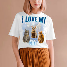 Carica l&#39;immagine nel visualizzatore di Gallery, I love my Cat Vintage 90s - Personalisiertes Foto T-Shirt (100% Baumwolle, Unisex)
