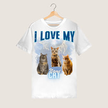 Carica l&#39;immagine nel visualizzatore di Gallery, I love my Cat Vintage 90s - Personalisiertes Foto T-Shirt (100% Baumwolle, Unisex)
