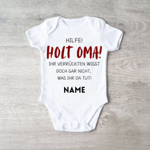 Carica l&#39;immagine nel visualizzatore di Gallery, Holt Oma zur Hilfe - Personalisierter Baby-Onesie/ Strampler, witziges Weihnachtsgeschenk, 100% Bio-Baumwolle
