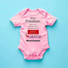 Carica l&#39;immagine nel visualizzatore di Gallery, Baby Preisliste, Windeln wechseln gratis - Personalisierter Baby-Onesie/ Strampler, witziges Weihnachtsgeschenk, 100% Bio-Baumwolle
