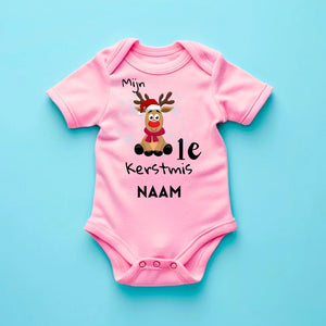 Mijn 1e Kerstmis - Gepersonaliseerde baby onesie/ romper voor Kerstmis, 100% biologisch katoen