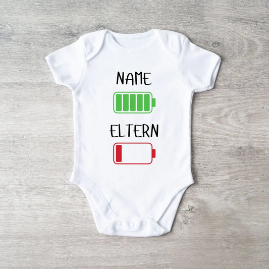 Ich: Viel Energie, Eltern: Wenig Energie - Personalisierter Baby-Onesie/ Strampler, 100% Bio-Baumwolle