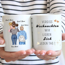 Carica l&#39;immagine nel visualizzatore di Gallery, Mama, wir lieben dich jeden Tag - Personalisierte Tasse zu Weihnachten (Mutter mit 1-4 Kindern)
