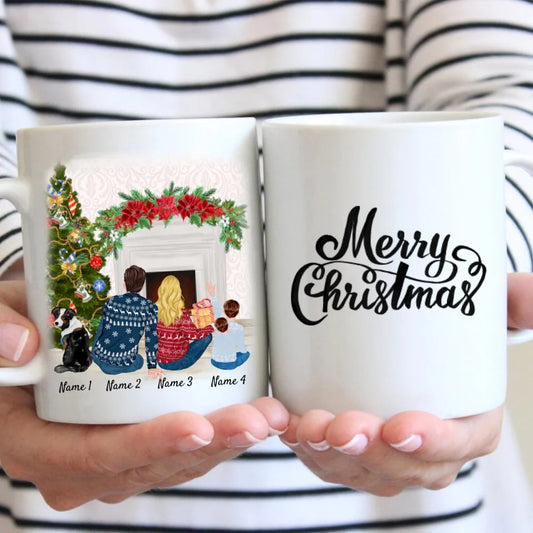 Natale Famiglia con bambino e animale domestico - Tazza Personalizzata