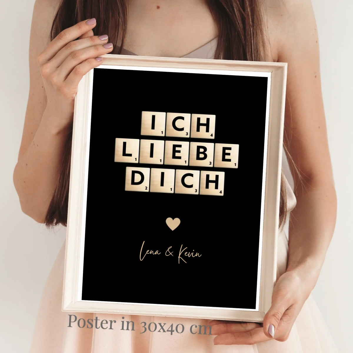 Ich liebe dich Leinwand Scrabble Buchstaben - Personalisierte Leinwand für Pärchen, deinen Partner