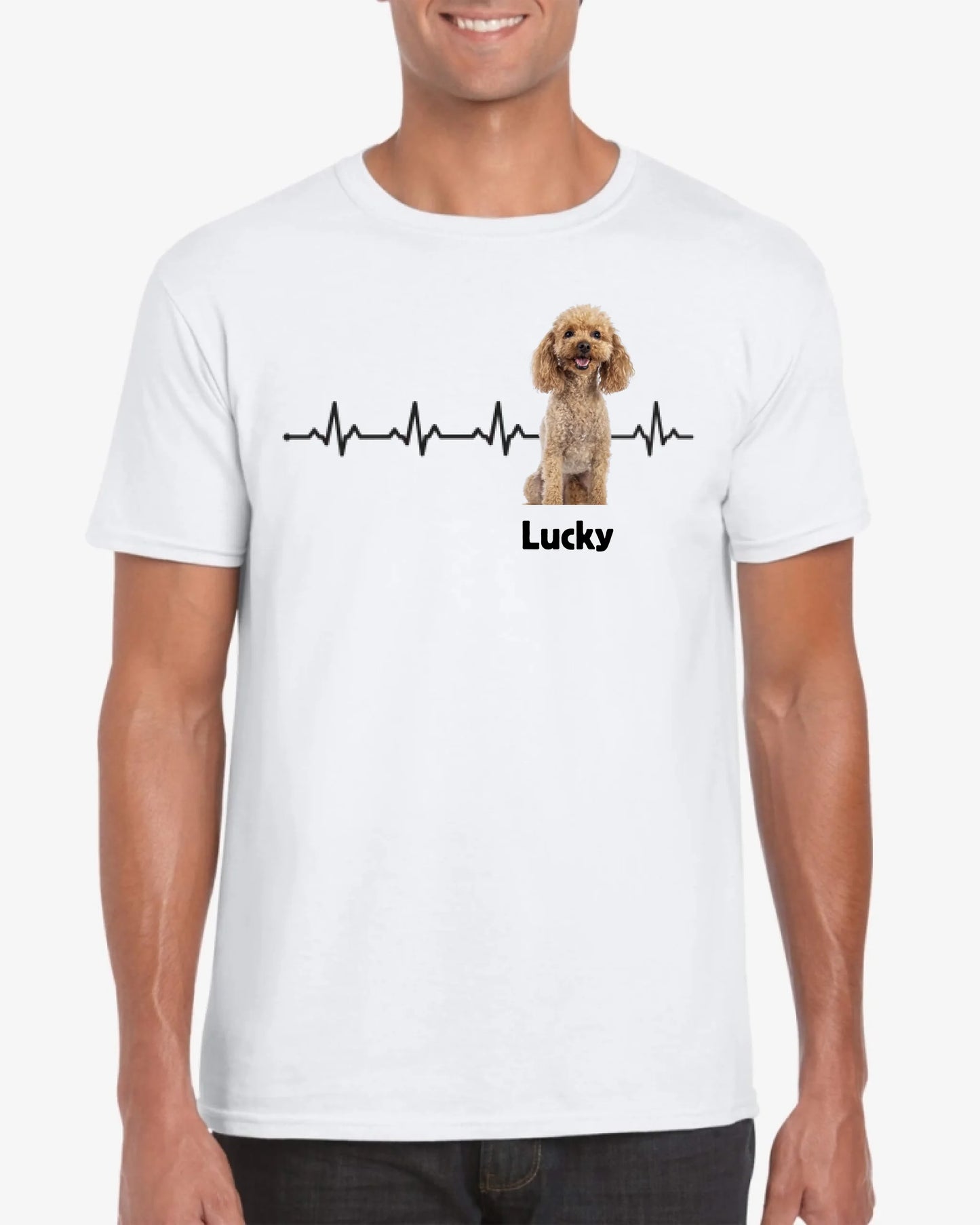 Personalisiertes Foto T-Shirt - "Herzfrequenz" mit Bild von deinem Haustier