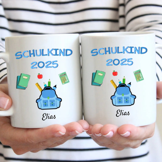 Schulkind 2025 - Personalisierte Tasse zur Einschulung, Schüler, 1.-5. Klasse