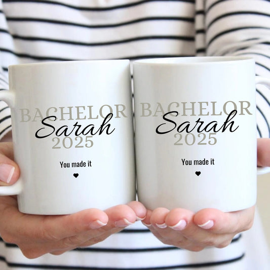 Bachelor Tasse 2025 - Personalisierte Tasse zum Abschluss Abitur, Studium, Bachelor, Master, Ausbildung, Realschule, Examen, Einschulung