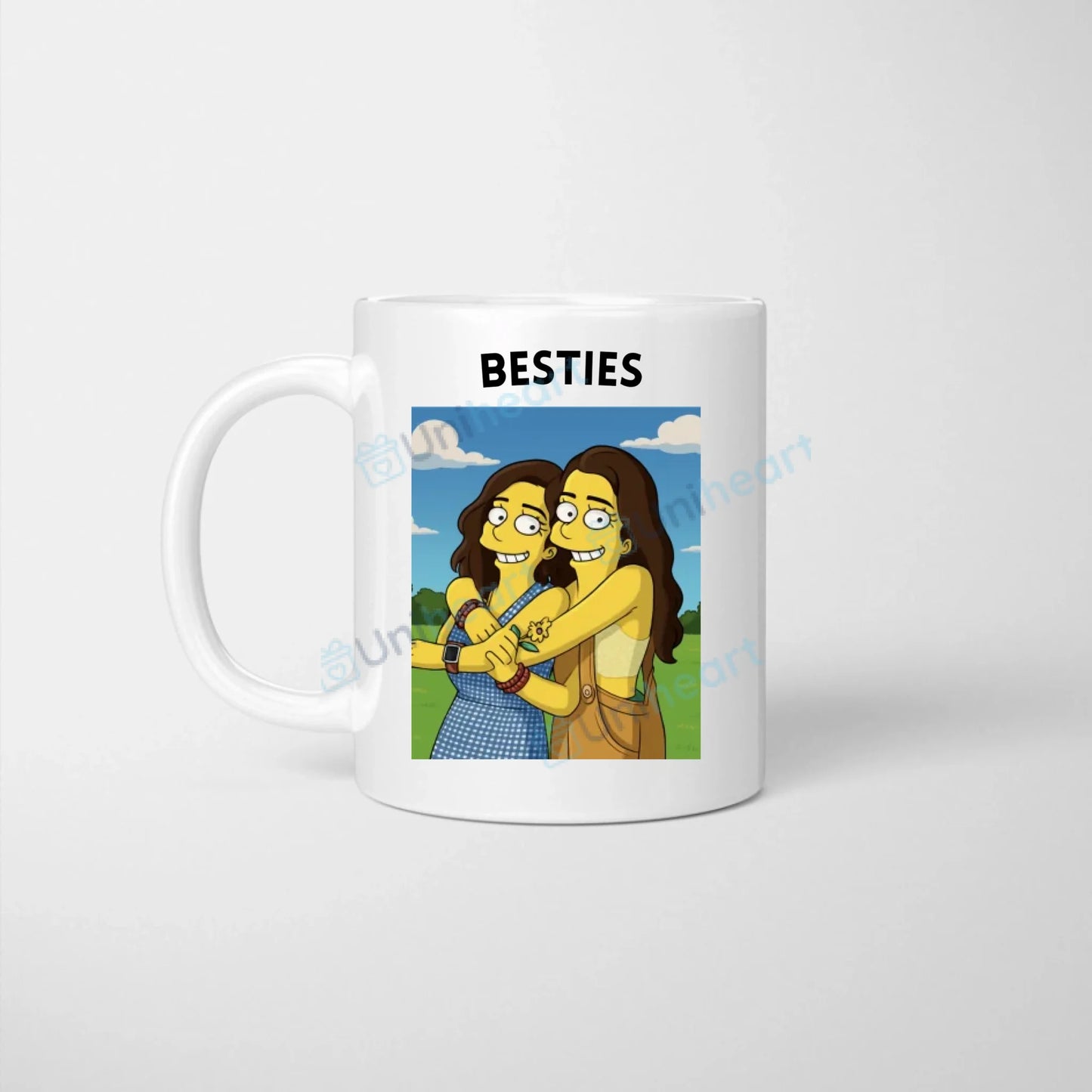 Personalisierte Foto-Tasse Besties Comic (Verwandelt eure Bilder in eine Gelbe Figuren Comic Zeichnung)