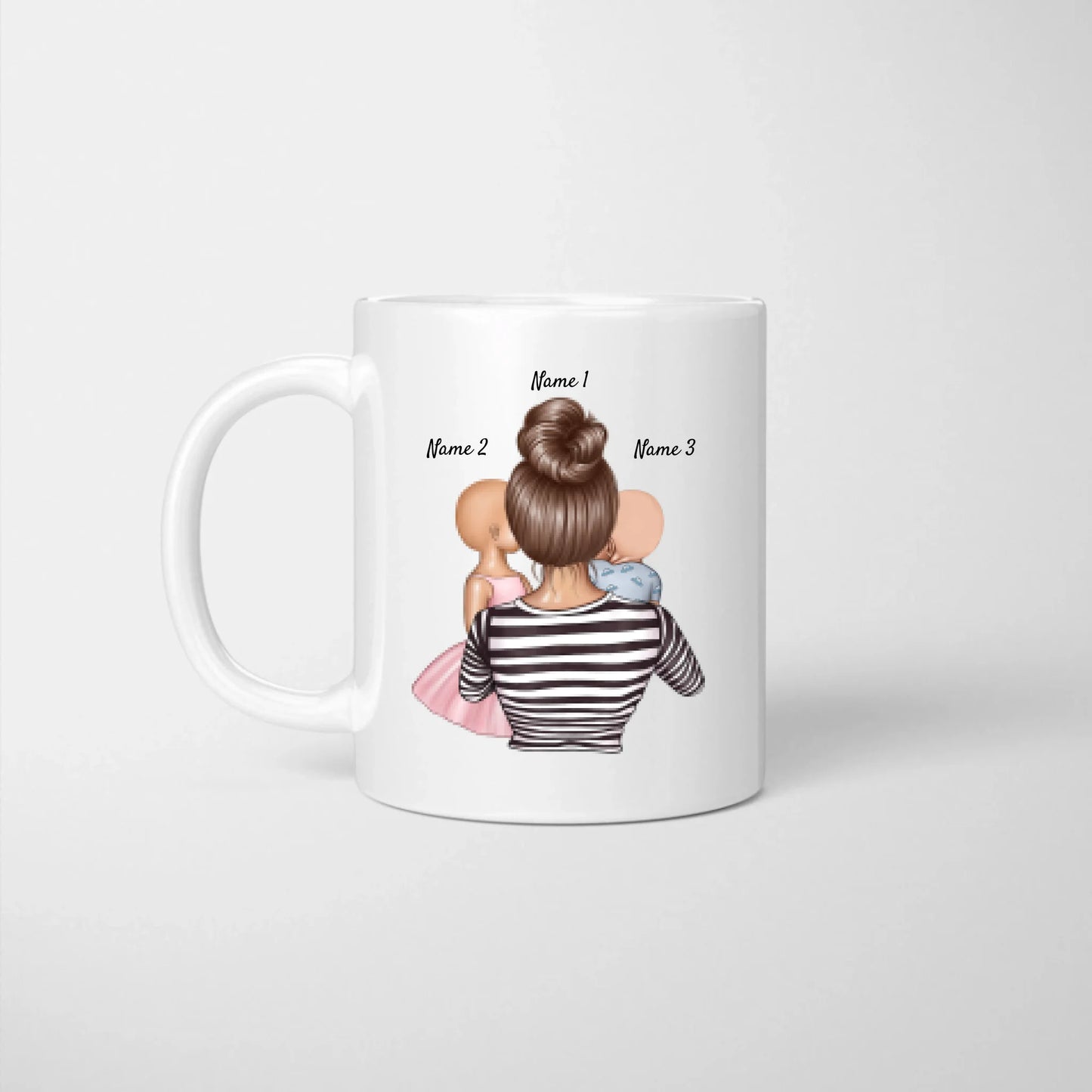 Mama und ihre Kinder - Personalisierte Tasse Mutter mit 1-4 Kindern im arm, Geschenk Mama, Tante, Oma
