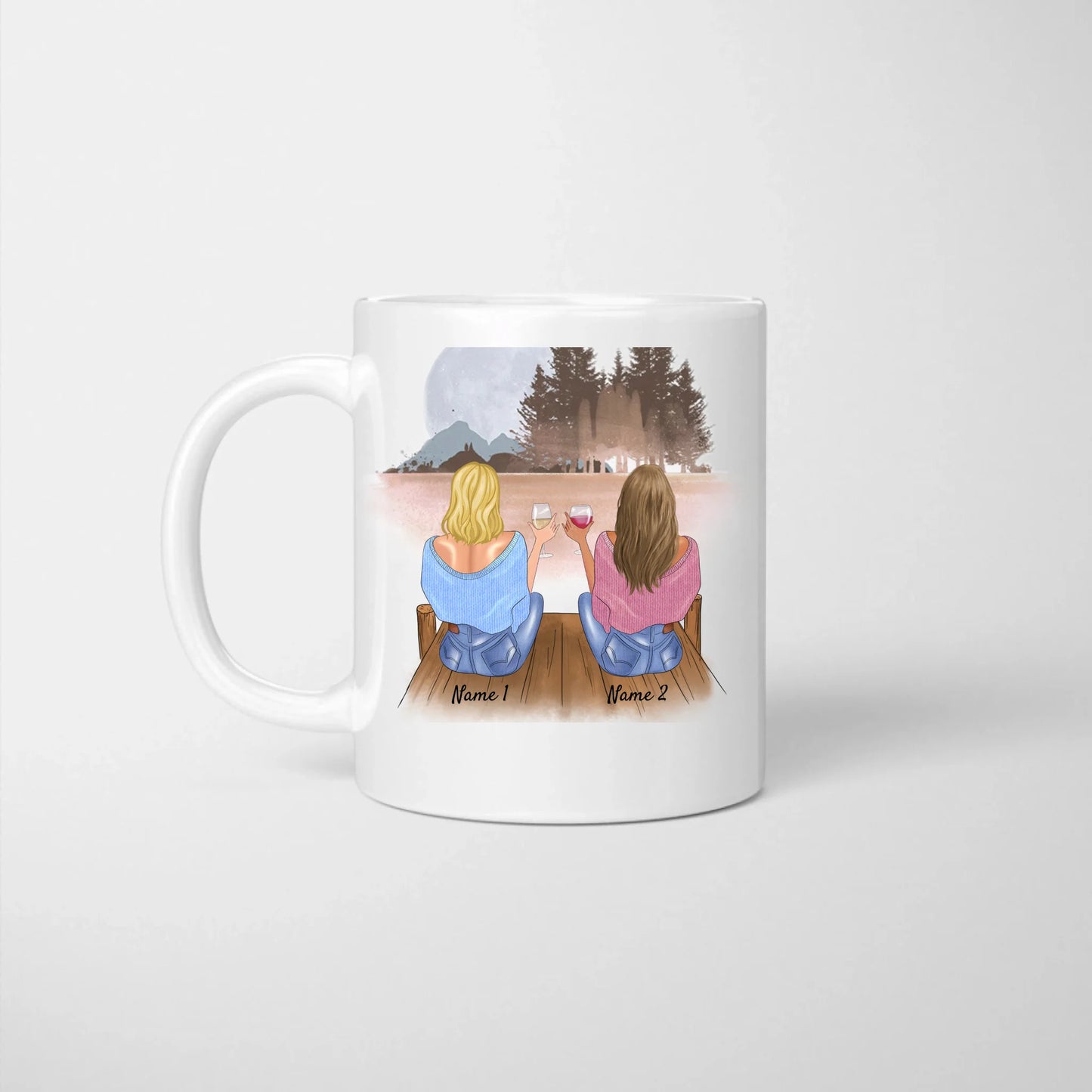 Schön, dass wir gleichzeitig leben - Personalisierte Tasse (2-4 Personen) für Freundinnen, Kolleginnen, Geschwister
