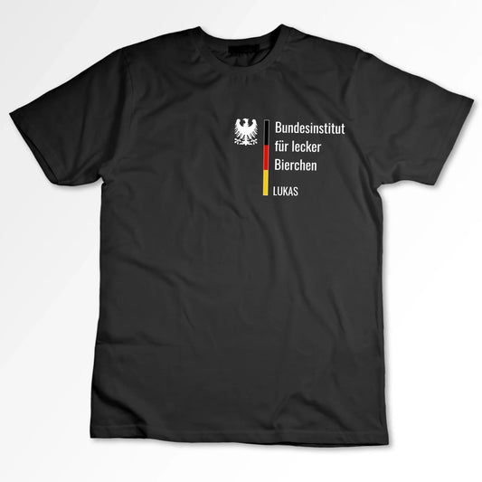 Bundesinstitut für Bierchen - Personalisiertes Spaß T-Shirt (100% Baumwolle, Unisex), JGA, Urlaub, Team, Mallorca