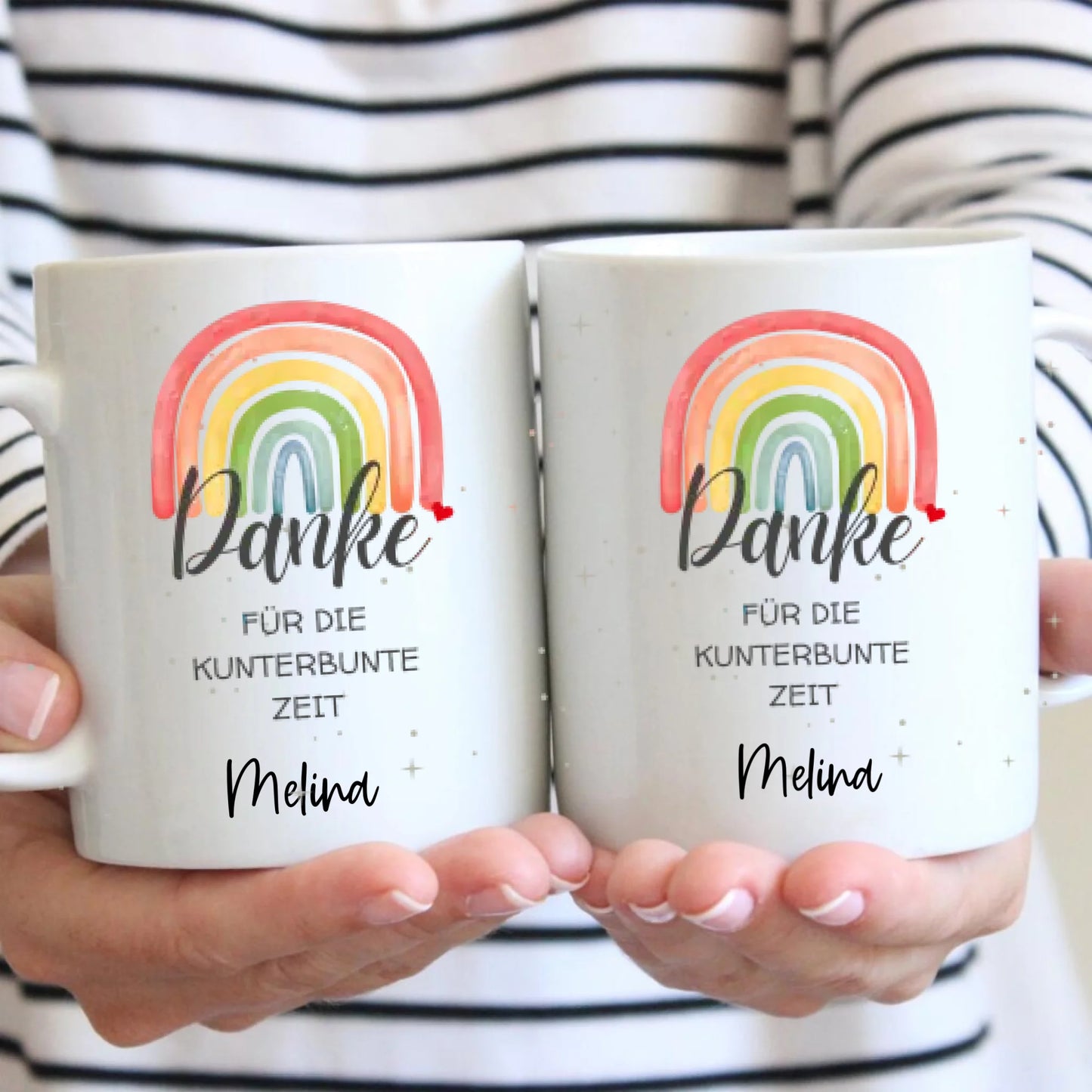 Danke für die kunterbunte Zeit - Personalisierte Tasse, Abschiedsgeschenk, Erzieher, Kindergarten, Kita, Schule, Lehrer, Tagesmutter, etc.
