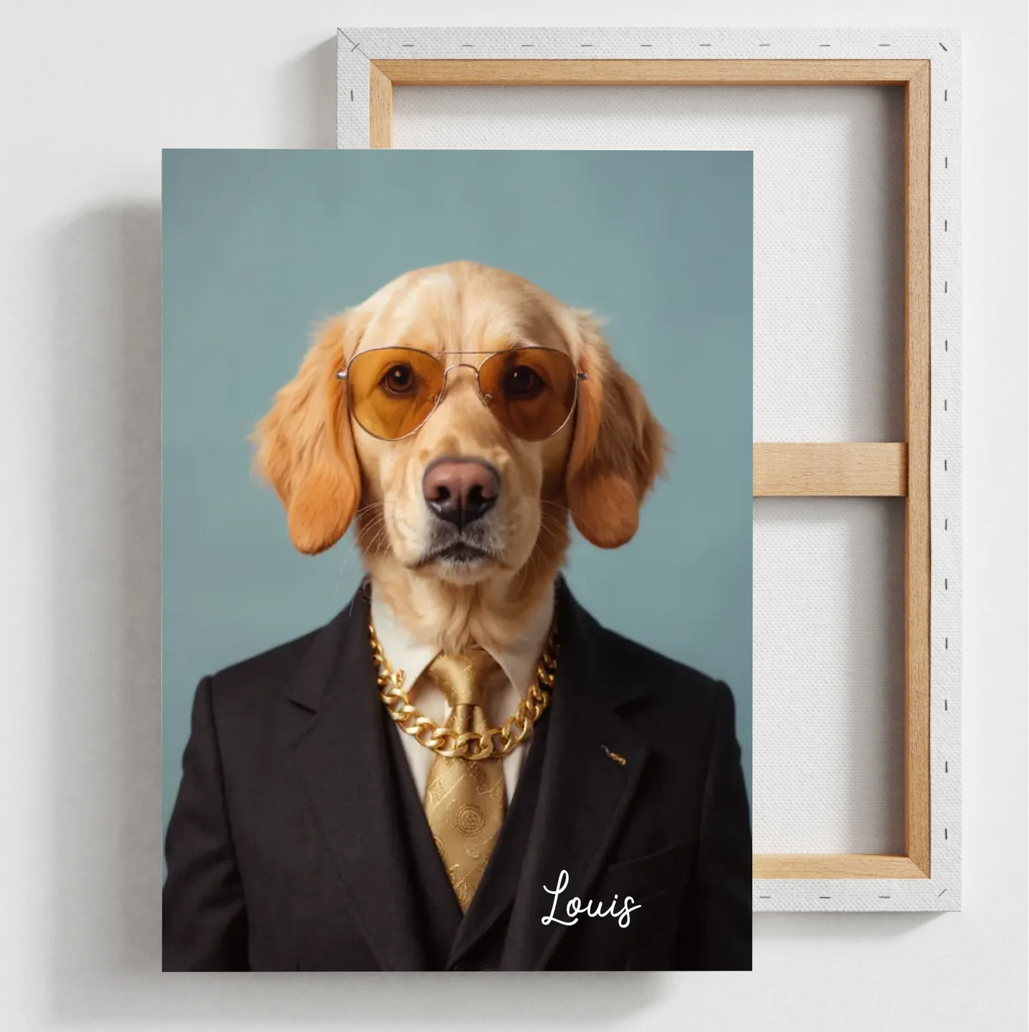 Lustiges Haustier Portrait - Personalisiertes Poster mit Fotoupload in unterschiedlichen Stilen (Hund, Katze im Anzug, als Superheld, Astronaut, etc.)
