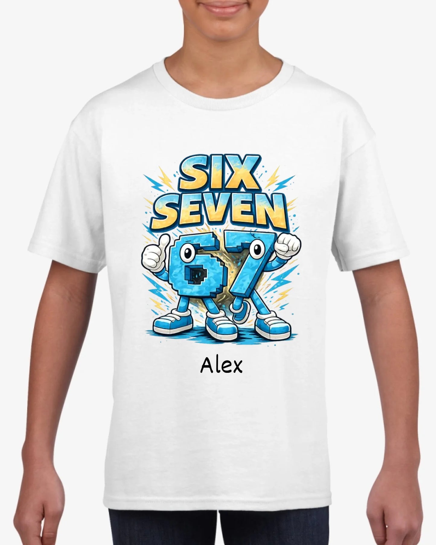 Six Seven 67 Meme - Personalisiertes T-Shirt Kinder, Schulkind (100% Baumwolle, unisex)