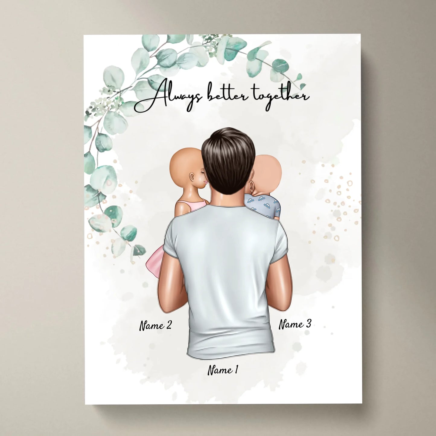 Miglior papà - Poster Personalizzato (Padre con bambini)