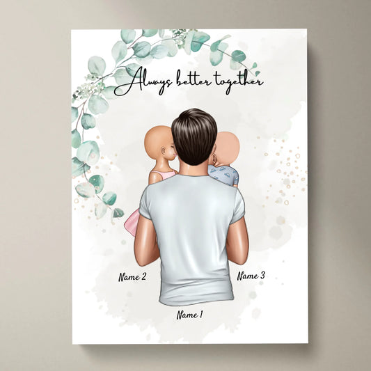 Miglior papà - Poster Personalizzato (Padre con bambini)
