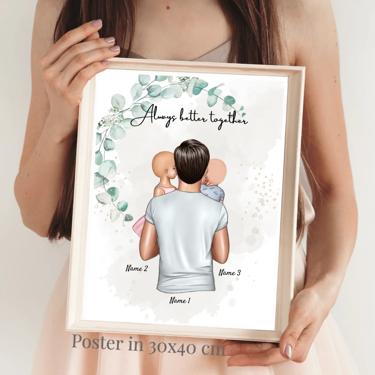 Miglior papà - Poster Personalizzato (Padre con bambini)