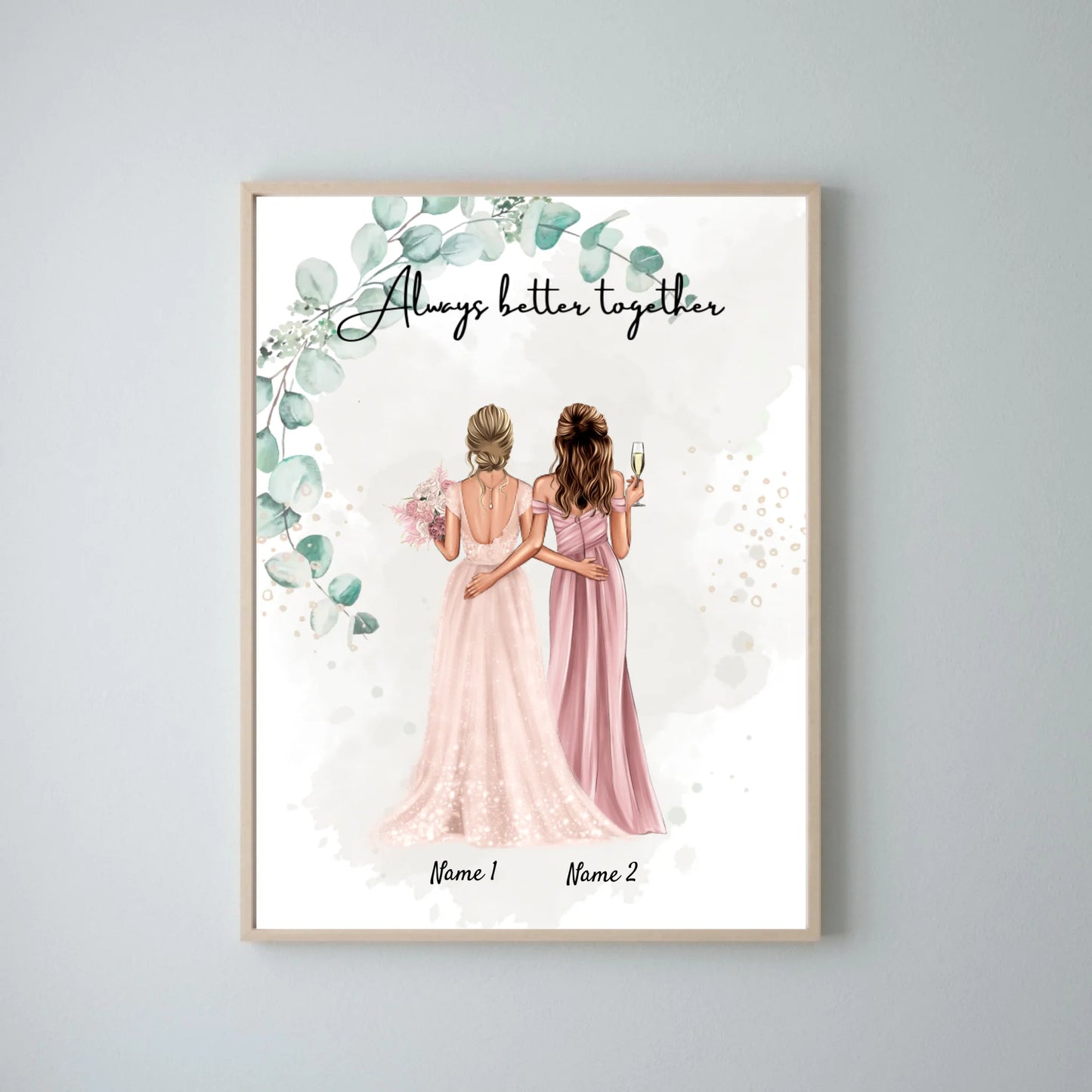 Sposa & damigella d'onore - Poster Personalizzato per il fidanzamento/matrimonio