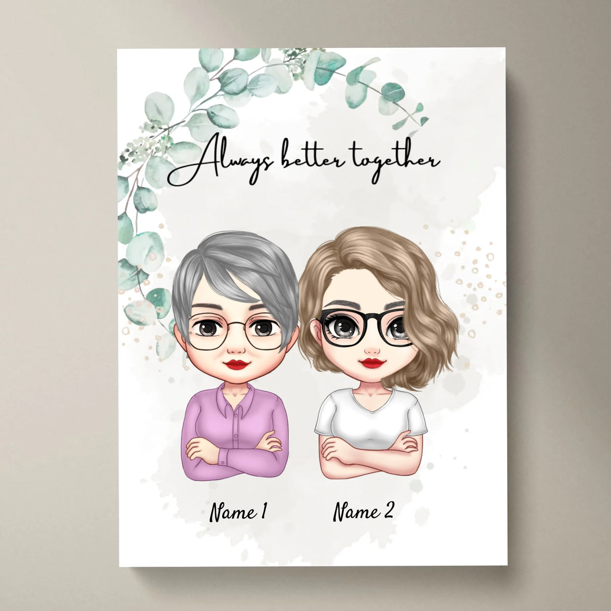 Mamma e figlie Chibi - Poster personalizzato (2-3 donne)