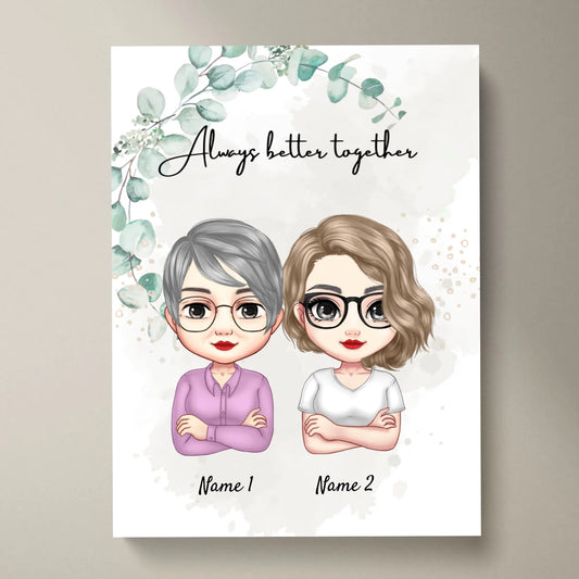 Mamma e figlie Chibi - Poster personalizzato (2-3 donne)
