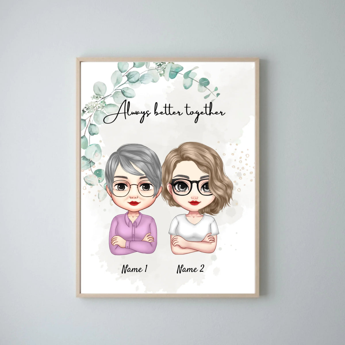 Mamma e figlie Chibi - Poster personalizzato (2-3 donne)
