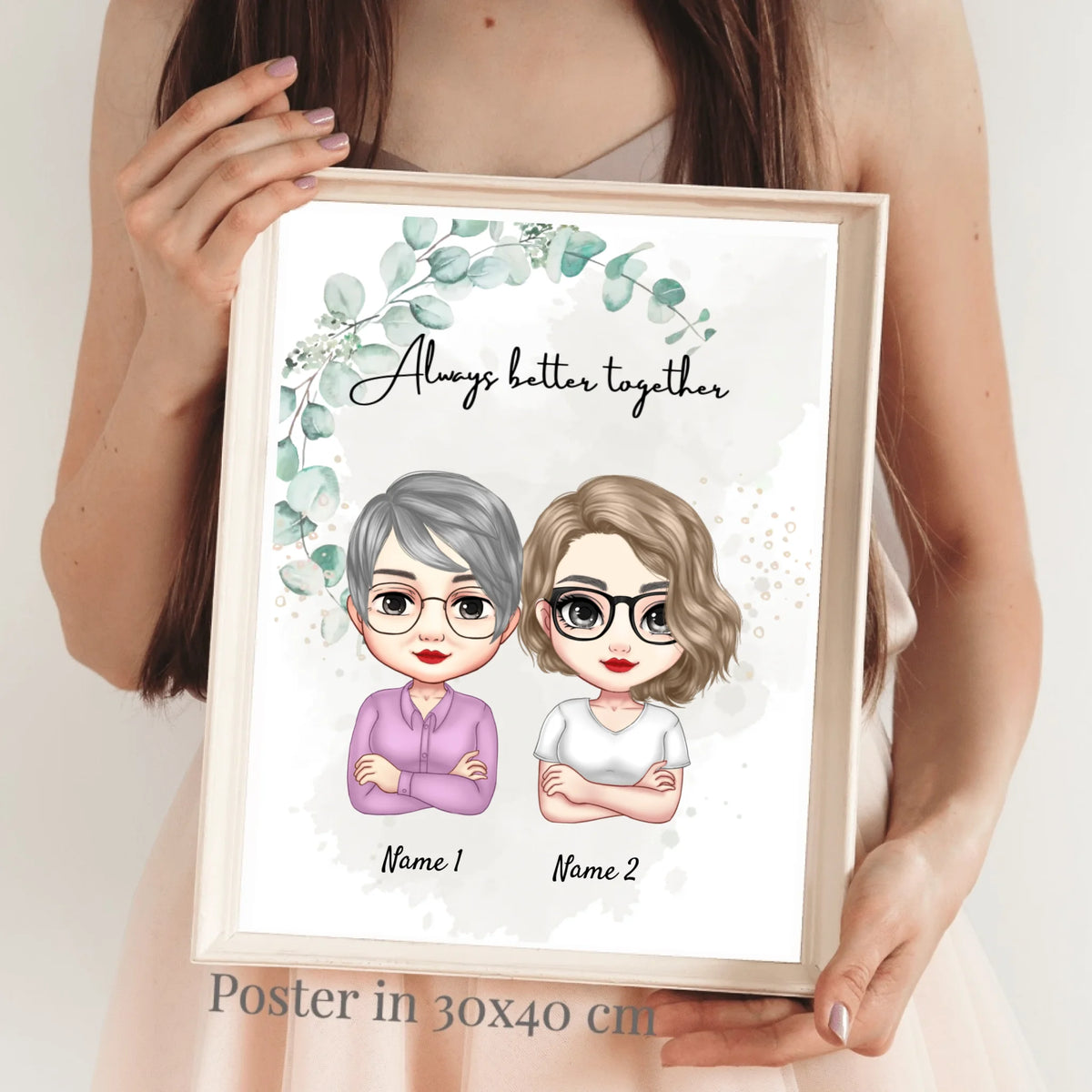 Mamma e figlie Chibi - Poster personalizzato (2-3 donne)