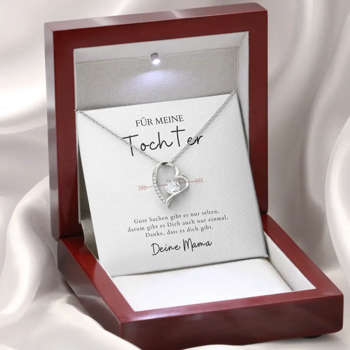 Forever Love "Für meine Tochter" - Halskette mit Herzanhänger & personalisierter Karte (Tochter-Mutter Geschenk)