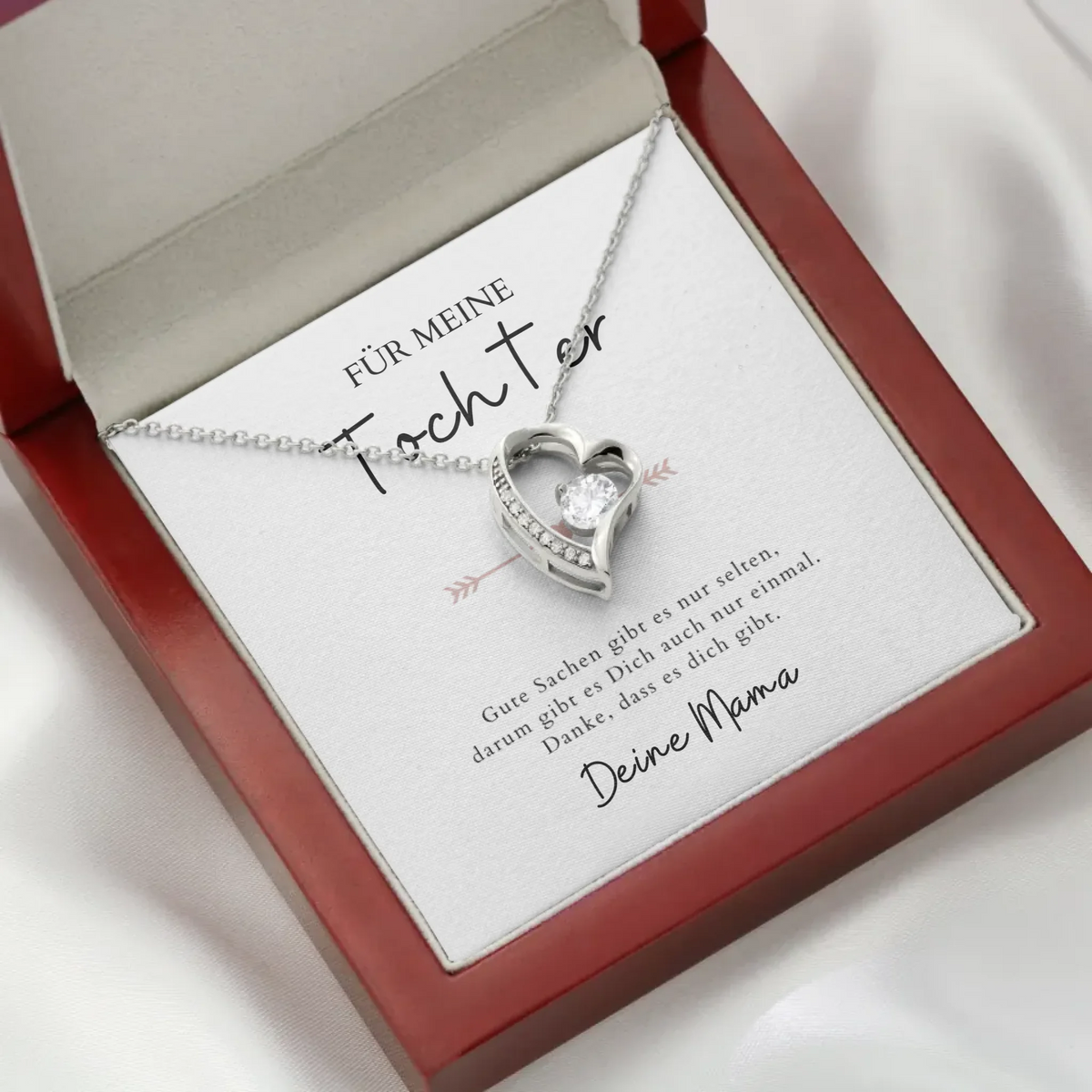 Forever Love "Für meine Tochter" - Halskette mit Herzanhänger & personalisierter Karte (Tochter-Mutter Geschenk)