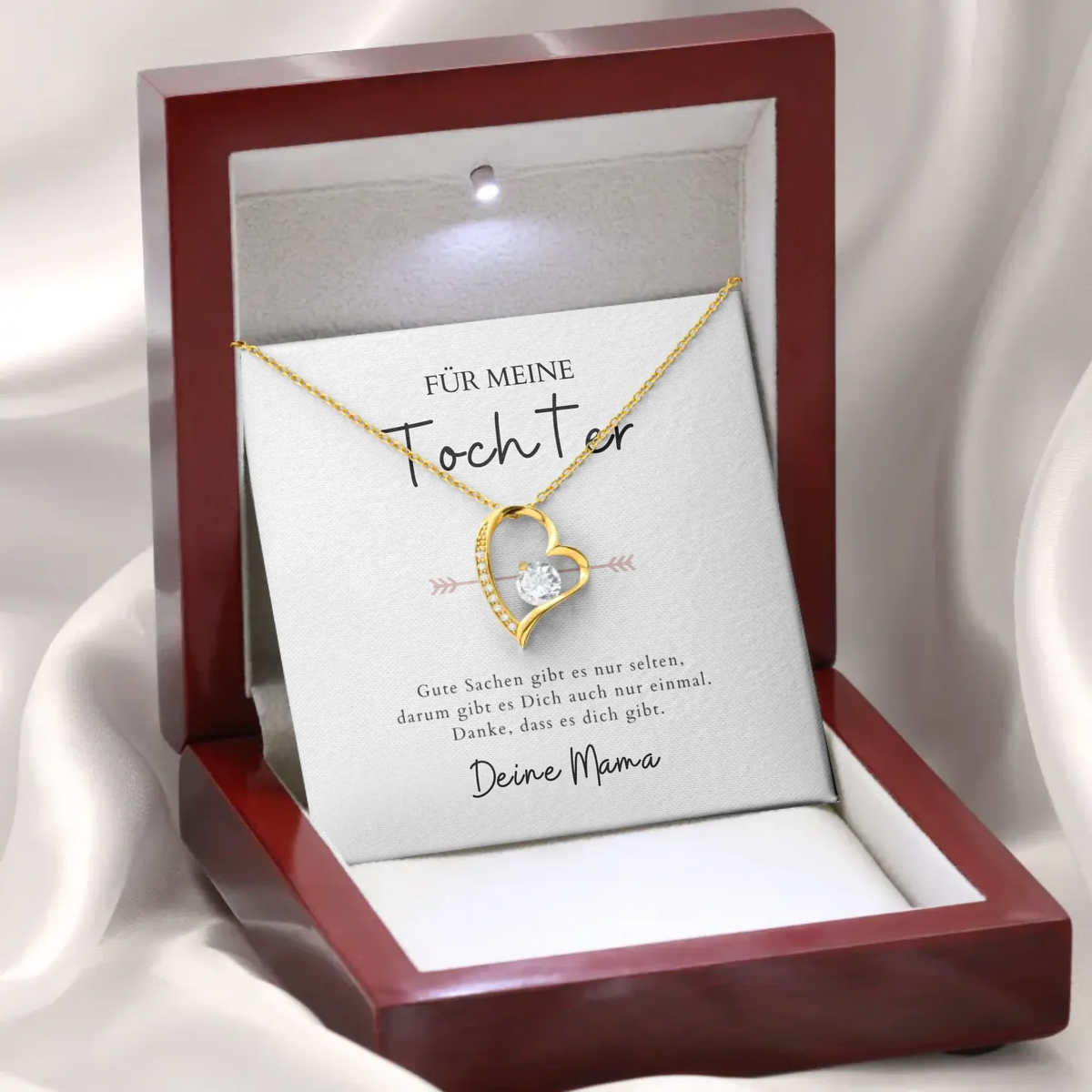 Forever Love "Für meine Tochter" - Halskette mit Herzanhänger & personalisierter Karte (Tochter-Mutter Geschenk)
