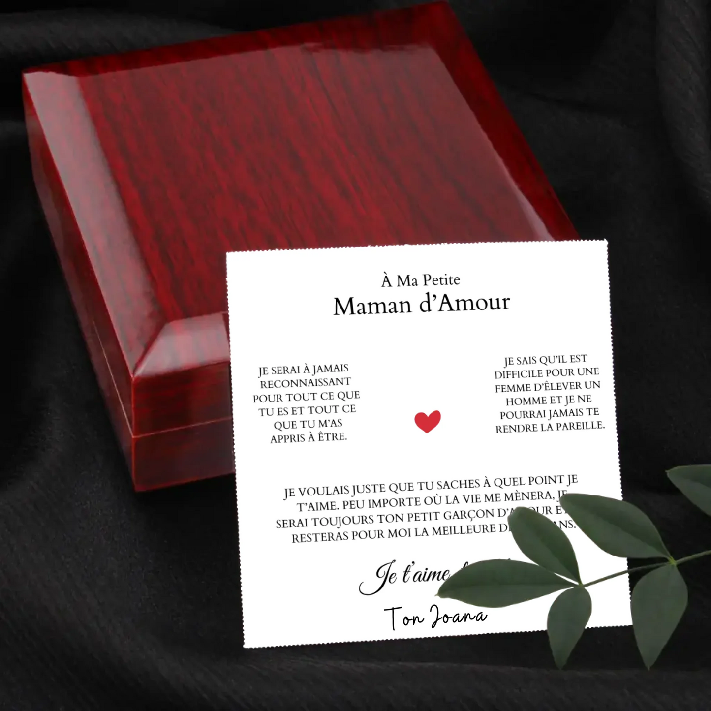 À Ma Petite Maman d'Amour - Collier avec pendentif coeur & carte personnalisée