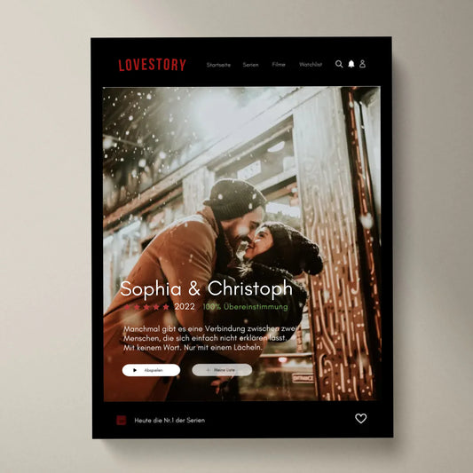 Lovestory Serien-Cover Poster - Personalisiertes Netflix Filmposter
