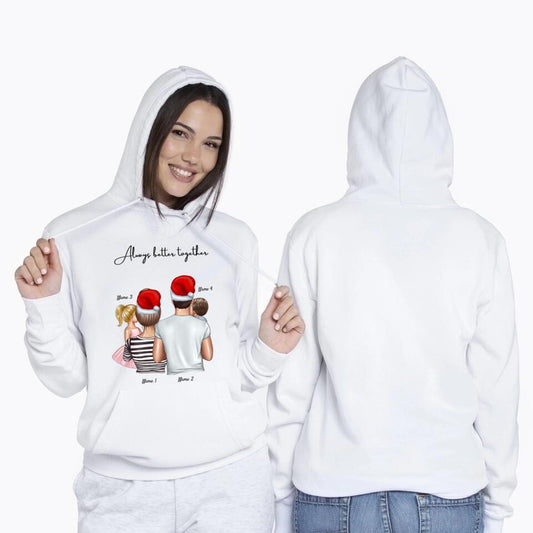 Meine Familie Weihnachten - Personalisierter Kapuzen-Pullover Unisex (bis zu 4 Kinder)