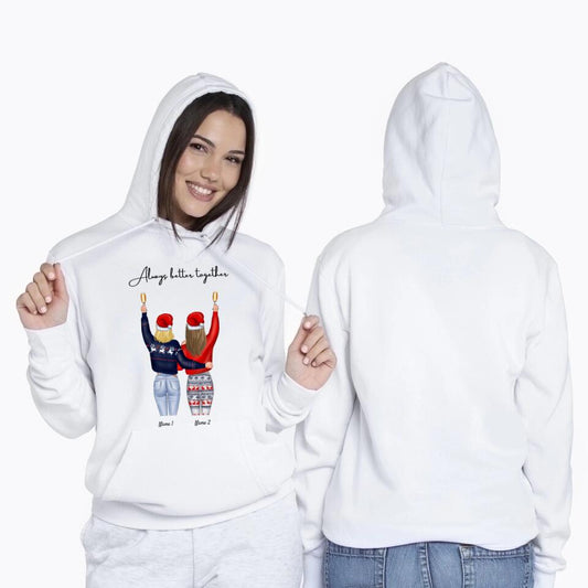 Beste Freundinnen Weihnachten Cheers - Personalisierter Kapuzen-Pullover Unisex (2-4 Frauen)