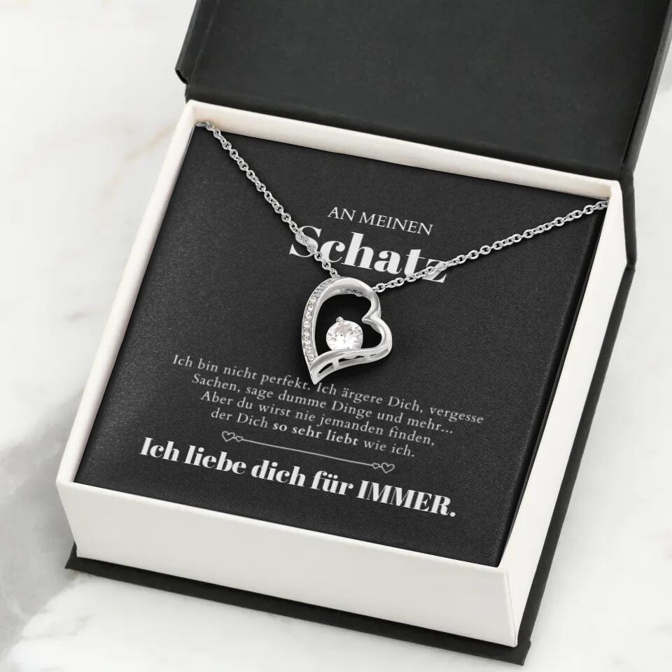 An meinen Schatz - Halskette mit Gold-Herzanhänger & personalisierter Geschenk-Karte