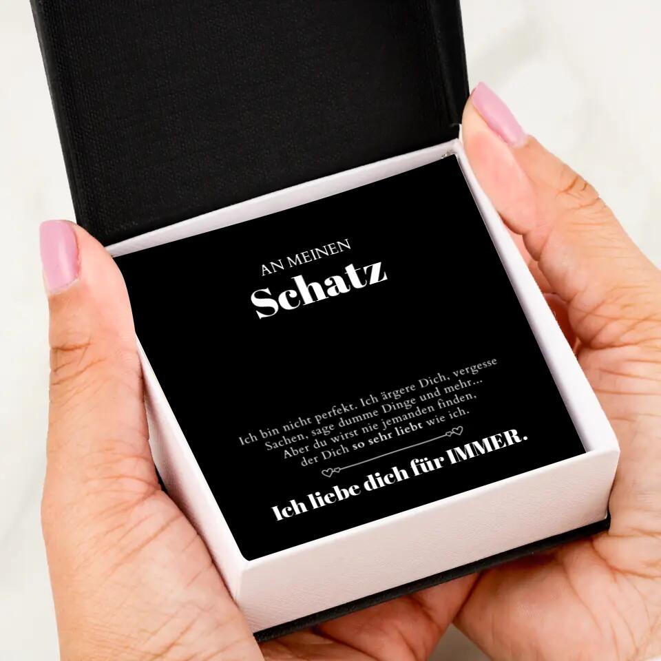 An meinen Schatz - Halskette mit Gold-Herzanhänger & personalisierter Geschenk-Karte