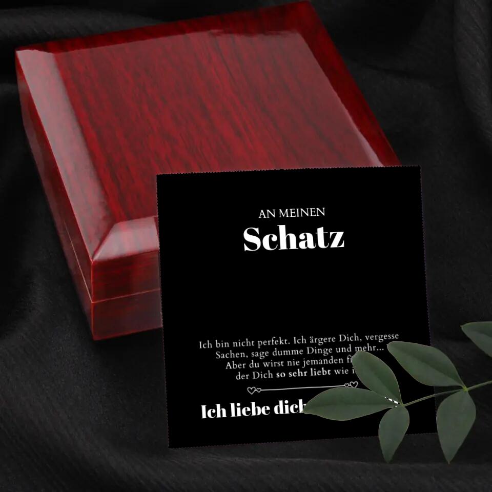 An meinen Schatz - Halskette mit Gold-Herzanhänger & personalisierter Geschenk-Karte