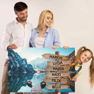 Unser Lieblingsort - Personalisierte Familien-Leinwand mit Namensschildern & Spruch (2 - 8 Personen)