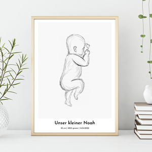 Poster nascita bambino individuale - Poster personalizzato in scala 1:1